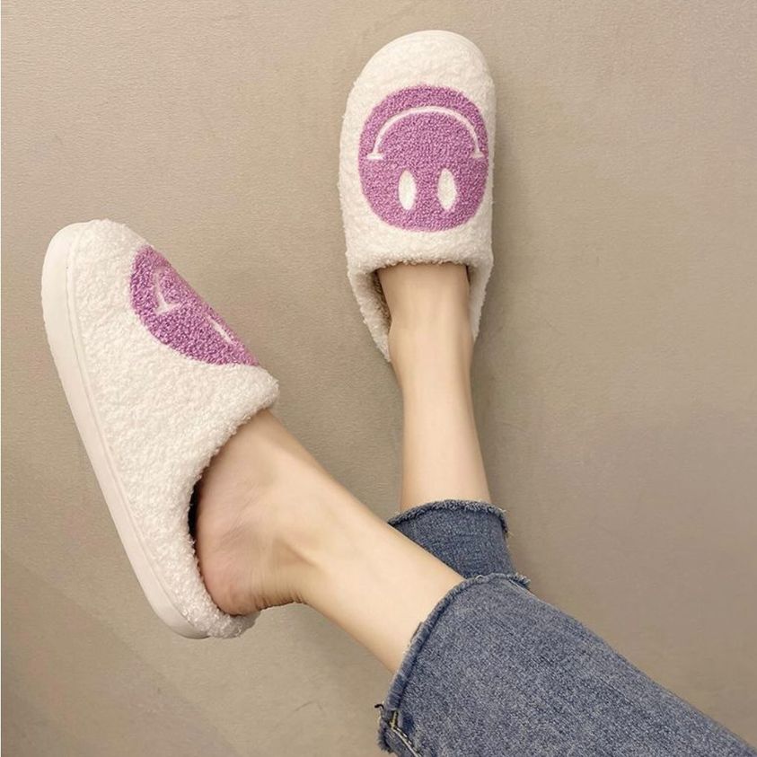 Purple Smiley Slippers